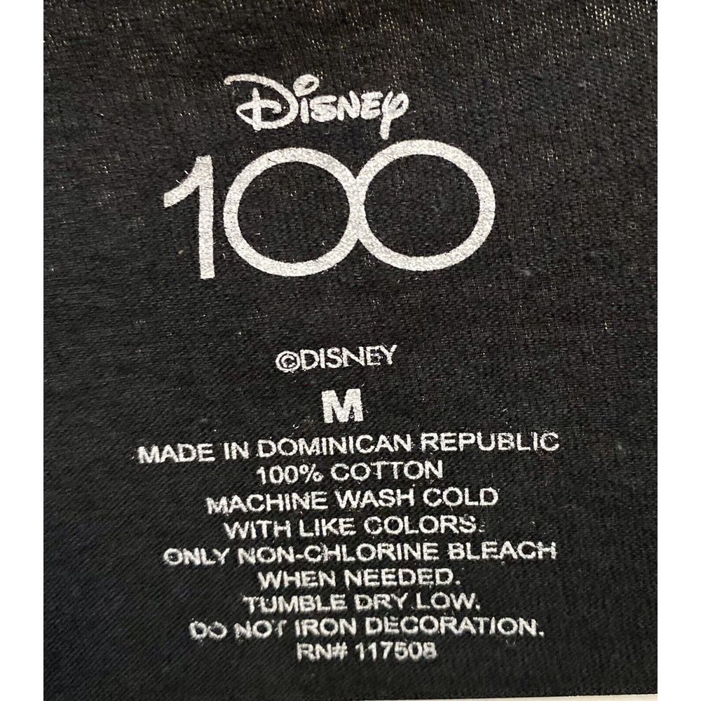 Disney 100 Years of Wonder T Shirt Men's M Unisex Black‎ Tagless S/S Mickey - Picture 3 of 4